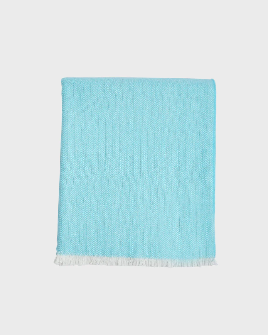 Foxford Extra Large Lambswool Throw Blanket - Turquoise - Image 2