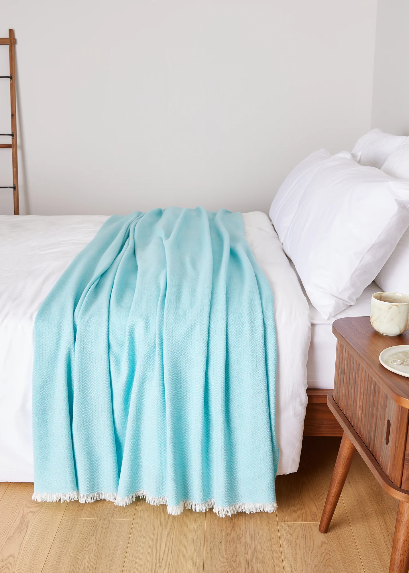 Foxford Extra Large Lambswool Throw Blanket - Turquoise - Image 3
