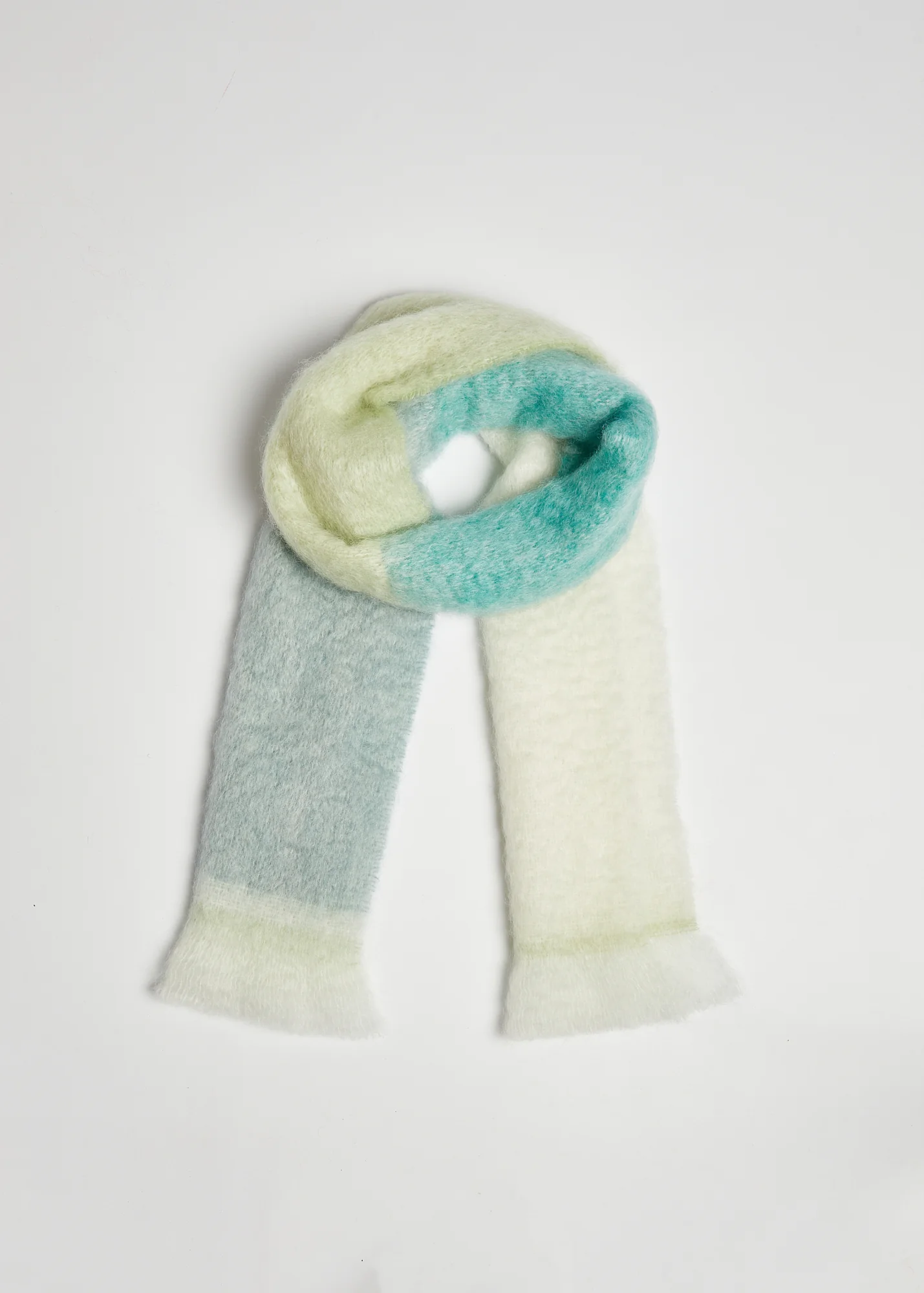 Foxford Green And Lime Block Stripe Mohair Scarf