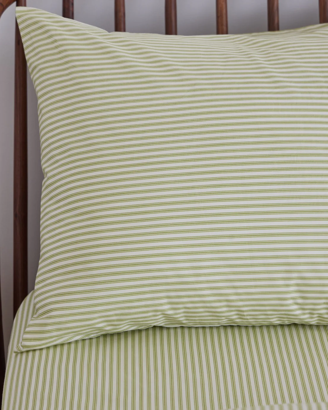 Foxford Green Ticking Pillowcase