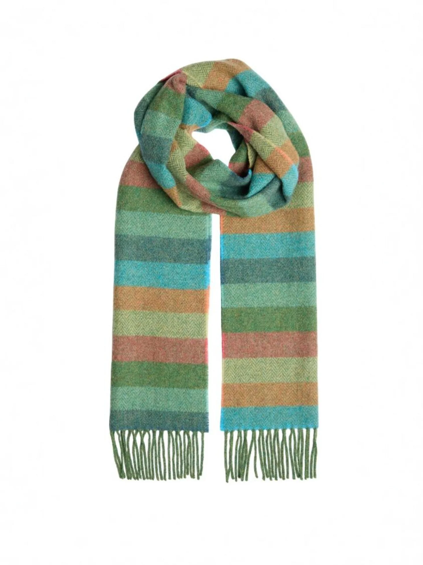 Foxford Leaf Multi-Stripe Lambswool Scarf