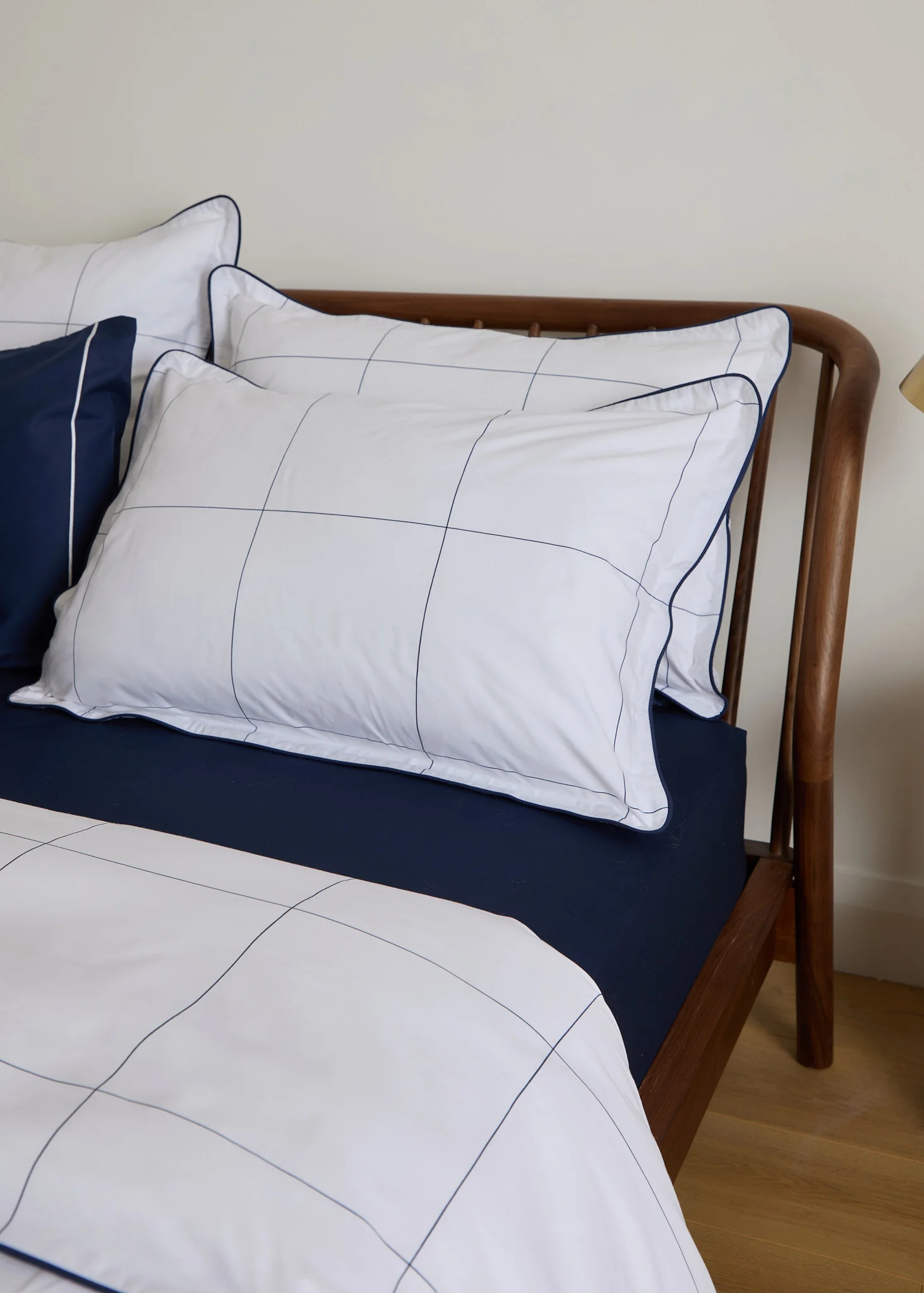 Foxford Navy Windowpane Oxford Pillowcase - Image 7