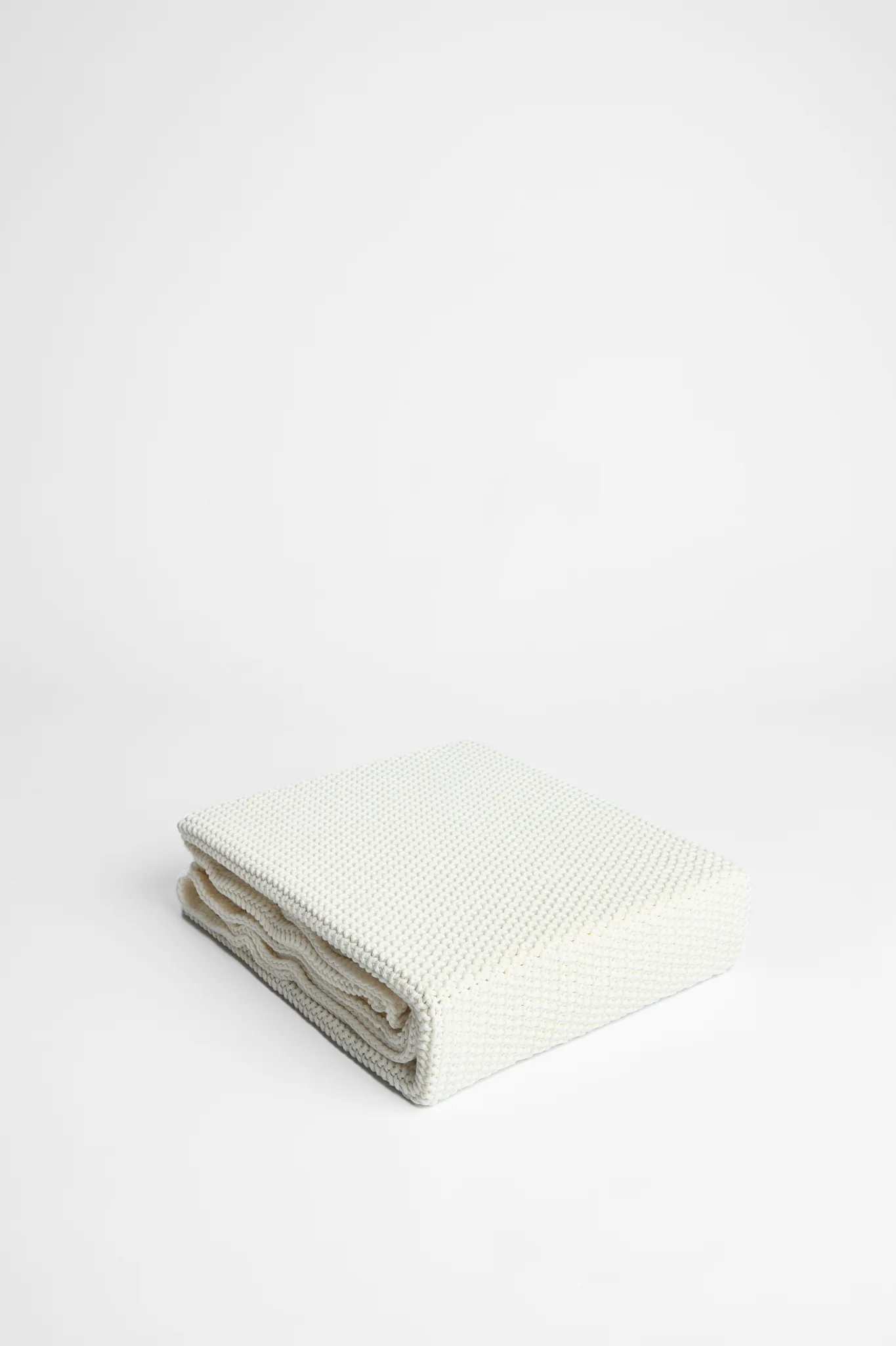 Foxford White Cotton Knitted Bed Blanket