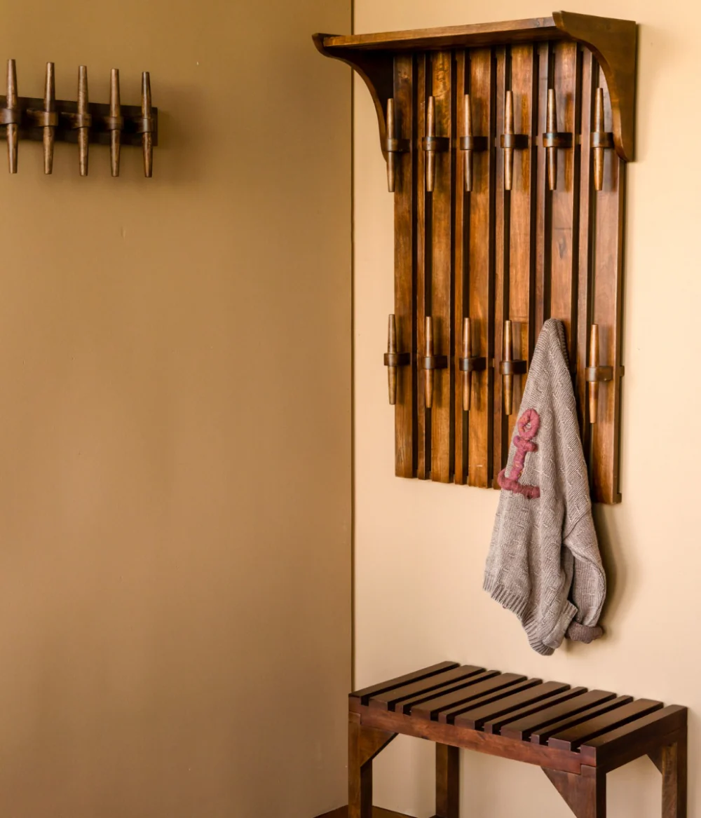 Wall Coat Rack Shelf Jakub Walnut
